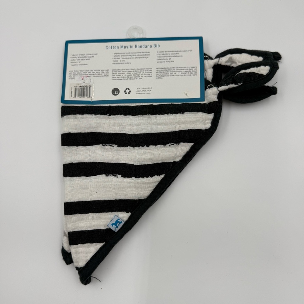 little unicorn Set of 2 cotton muslin bandana baby bib black & white infant - 3T - Picture 4 of 7